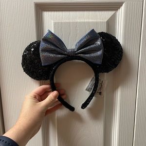 Disney parks black and blue holographic Minnie ears